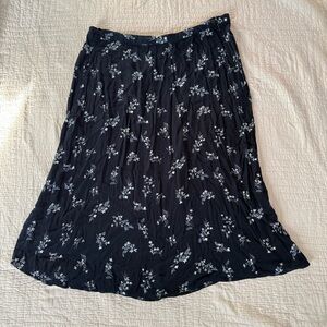 Worthington Navy Floral Midi Skirt size 16
